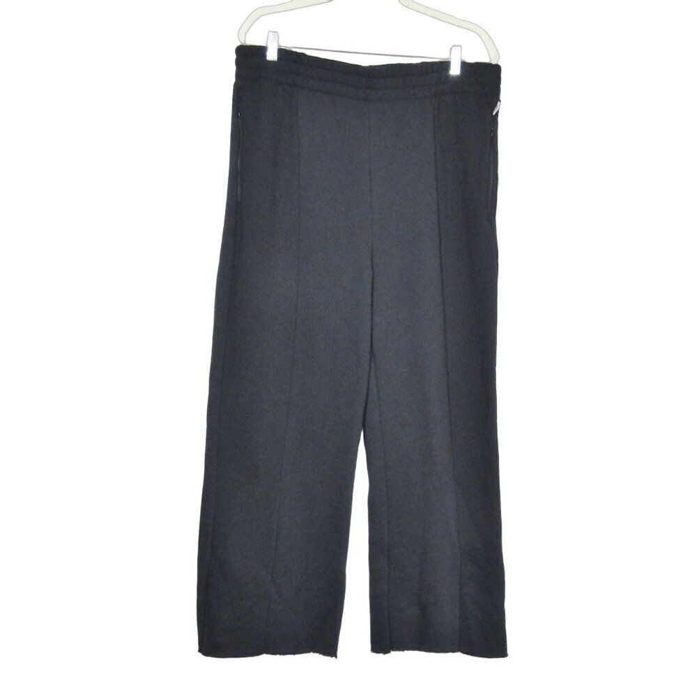 GOOD AMERICAN NWT Black Thick Plush Fleece Sweat Pants Raw Hem Lounge Size 4 XL